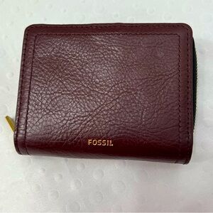 Fossil Logan Multifunctional Mini/Small Leather Wallet, Mahogany, Hardware Brass